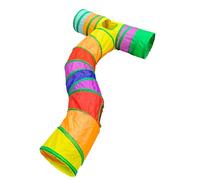 Cat Tunnel Toy, Interactive Kitten House, Peek Hole Design, Built-In Hanging Ball, Colorful Foldable Structure, Ideal for Indoor Pet Play and Small Breed Rabbit Entertainment