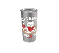 Cat Tutto ciò di cui ho bisogno sono libri e gatti che leggono per San Valentino Bicchiere termico in acciaio inox doppia parete