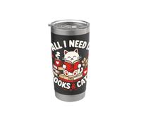 Cat Tutto ciò di cui ho bisogno sono libri e gatti che leggono per San Valentino Bicchiere termico in acciaio inox doppia parete