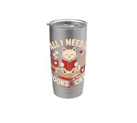 Cat Tutto ciò di cui ho bisogno sono libri e gatti che leggono per San Valentino Bicchiere termico in acciaio inox doppia parete
