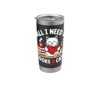 Cat Tutto ciò di cui ho bisogno sono libri e gatti che leggono per San Valentino Bicchiere termico in acciaio inox doppia parete