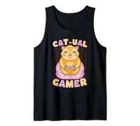 Cat-ual Gamer Gatto Kawaii Carino Divertente Canotta