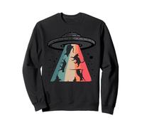 Cat UFO LOL Bye Alien Abduction Flying Cats UFO Galaxy Retro Felpa