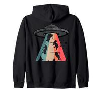 Cat UFO LOL Bye Alien Abduction Flying Cats UFO Galaxy Retro Felpa con Cappuccio