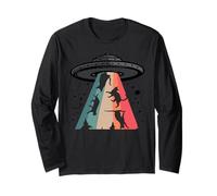 Cat UFO LOL Bye Alien Abduction Flying Cats UFO Galaxy Retro Maglia a Manica