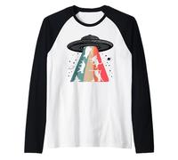 Cat UFO LOL Bye Alien Abduction Flying Cats UFO Galaxy Retro Maglia con Maniche Raglan