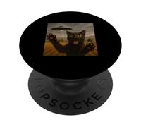 Cat UFO Selfie con invasione aliena amante degli animali PopSockets PopGrip Adesivo