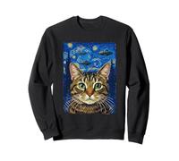 Cat UFO Selfie Galaxy Space Alien Retro Felpa