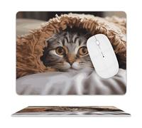 Cat Under Blanket Tappetini Mouse Lavabile Tappetino per Mouse Liscio Mousemat per Laptop Ufficio Pc 25X30Cm