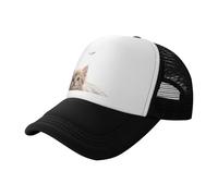 Cat Under the Moon - Berretto da baseball in rete con stampa nera, traspirante, adatto per pesca ed escursionismo, Nero, One Size-Large