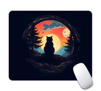 Cat Under The Moon Thicket Tappetini Mouse Soffice Tappetino Mouse Liscio Mousemat per Pc Ufficio Gioco 25X30Cm