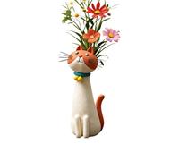 Cat Vase Planter, Funny Cute Floral, Ceramic Bud Holder with Charm, Indoor Desk Ornament with Style Design, Valentine Birthday Gift Home Accessories, Decoration Accessory for Women Office Housewarming