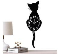 Cat Wall Clock - Swing Tail Decorative Clock, Battery Powered, Silent Mechanism, Charming Design | Clocks For Dorm, Hotel, Restaurant, Rental Property, Living Room, Kitchen, Office, Business, Home Dis