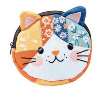 Cat Wallets for Women - Cute Color Blocking Japanese Flower Zipper Change,