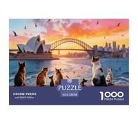 Cat Watching by The City Wall Puzzle Giochi 1000 Pezzi Regalo Per Lui E Per Lei Arte Interesting Puzzle Adulti Foto 52x38cm/1000pcs