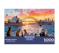 Cat Watching by The City Wall Puzzle Giochi 1000 Pezzi Regalo Per Lui E Per Lei Arte Interesting Puzzle Adulti Foto 38x26cm/1000pcs
