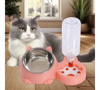 Cat Water Bowl Distributore Automatico Ciotola Cibo Acqua Acciaio Inox Base