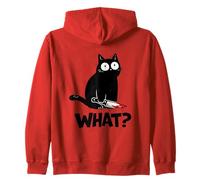 Cat What? Funny Black Cat with Knife Men Women Felpa con Cappuccio