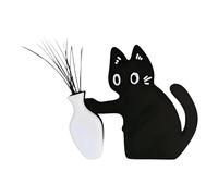 Cat Whisker Holder Magnet | Cute Black Cat Magnetic Decoration | 2026 New Acrylic Cats Whisker Keepsake Vase Refrigerator Magnet | For Kitchen Counter Cabinet Shelf Office Home Daily Party
