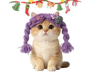 Cat Wig - Adjustable Feline Hairpiece | Soft Lightweight Fibers with Comfortable Fit Design, Outfit Prop for Cats Kittens and Small Pets, Ideal for Parties Photoshoots Home Events