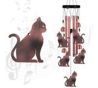 Cat Wind Chimes for Garden, Gifts for Mom, Home, Balconies, Rooms, Patio, Indoor, Outdoor Cat Decoration, Aluminum Cats Chimes, Cats Wind Catcher, Red Copper Cats Wind Bells, Cats Wind Chimes Decor