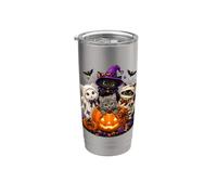 Cat Witch Mummy Ghost Kitten Pumpkin Halloween Spooky Season Bicchiere termico in acciaio inox doppia parete