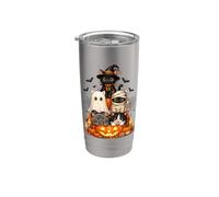 Cat Witch Mummy Ghost Kitten Pumpkin Halloween Spooky Season Bicchiere termico in acciaio inox doppia parete