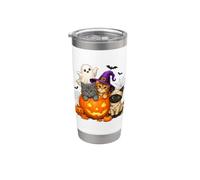Cat Witch Mummy Ghost Kitten Pumpkin Halloween Spooky Season Bicchiere termico in acciaio inox doppia parete
