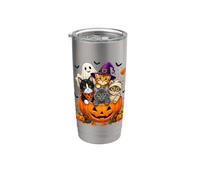 Cat Witch Mummy Ghost Kitten Pumpkin Halloween Spooky Season Bicchiere termico in acciaio inox doppia parete