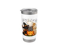 Cat Witch Mummy Ghost Kitten Pumpkin Halloween Spooky Season Bicchiere termico in acciaio inox doppia parete