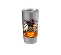 Cat Witch Mummy Ghost Kitten Pumpkin Halloween Spooky Season Bicchiere termico in acciaio inox doppia parete