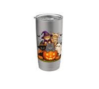 Cat Witch Mummy Ghost Kitten Pumpkin Halloween Spooky Season Bicchiere termico in acciaio inox doppia parete