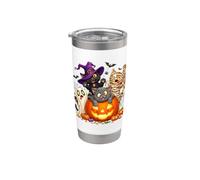 Cat Witch Mummy Ghost Kitten Pumpkin Halloween Spooky Season Bicchiere termico in acciaio inox doppia parete