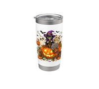 Cat Witch Mummy Ghost Kitten Pumpkin Halloween Spooky Season Bicchiere termico in acciaio inox doppia parete