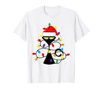 Cat with Christmas Lights Midcentury Mid Century Aesthetic Maglietta