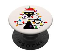 Cat With Christmas Lights Midcentury Mid Century Aesthetic PopSockets PopGrip Adesivo