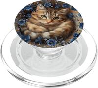 Cat with Flowers Graphic PopSockets PopGrip per MagSafe