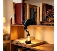Cat with Lantern Shelf Decor, Cat Shelf Hook with Vintage Lantern (#1) | Cat Bookshelf Lantern Lamp, Cute Cat Hook Shelf Decor, Retro Style Night Light for Porches Patios and Bookshelves