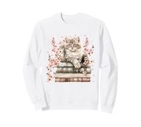Cat with Pink Flowers for Women And Girls Who Loves Books Felpa