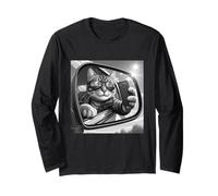 Cat with Sunglasses Taking a Car Mirror Selfie Cat Selfie Maglia a Manica