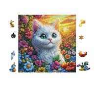 Cat with White Fur Rompicapo 100 Pezzi Per Decorazione Murale Grande Formato Cartone Rigido Panoramico Per Pareti Ampie Stampa Ad Alta Definizione 28x28cm