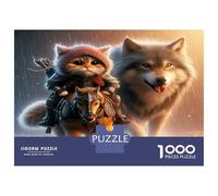 Cat Wolf Ride 1000 Pezzi Puzzle Whimsical Wildlife Fun Puzzle Premium Cartone Extra Spesso - Preferito Dai Collezionisti, Relax Mentale, Pause Ufficio, Viaggio E Regali Festivi 70x50cm/1000pcs