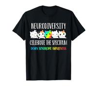 Cat World Giornata di sensibilizzazione sulla sindrome di Down Neurodiversità del gatto T21 Maglietta