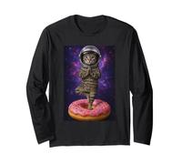 Cat Yoga Galaxy Donut Cosmic Space Kitten Animal Lover Art Maglia a Manica