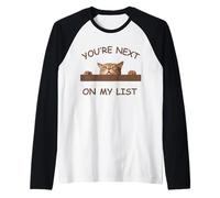 Cat You're On My List Peeking Cat Design per Gli Amanti dei Gatti Maglia con Maniche Raglan