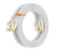 Cat8 - Confezione da 2 cavi Ethernet da 40 m, cavo patch per rete Internet bianca, conduttore solido, cavo schermato e di messa a terra, linea LAN RJ45 Cat 8 placcato oro con fascetta per PS5, Xbox,