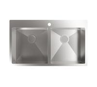 CATA CBS-2 40-40 R10 Lavello 51x86 cm Doppio Cubetto Quadrato con Raggio 1 cm, Spessore 0,12 cm e Profondità 20 cm Materiale Acciaio Inossidabile Installazione su Mobili da 90 cm