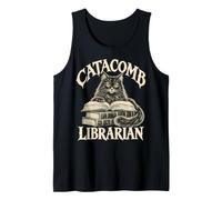 Catacombe Bibliotecario Gatto Gatto Libro Amante Canotta