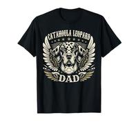 Catahoula Leopard Dad Biker Ali in metallo Cool Dog Dad Retro Maglietta