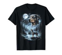 Catahoula Leopard Dog Howling to The Moon Retro Anni '90 Maglietta